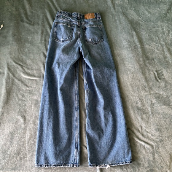 H&M Blue Distressed Wide Leg Jeans - Picture 4 of 16